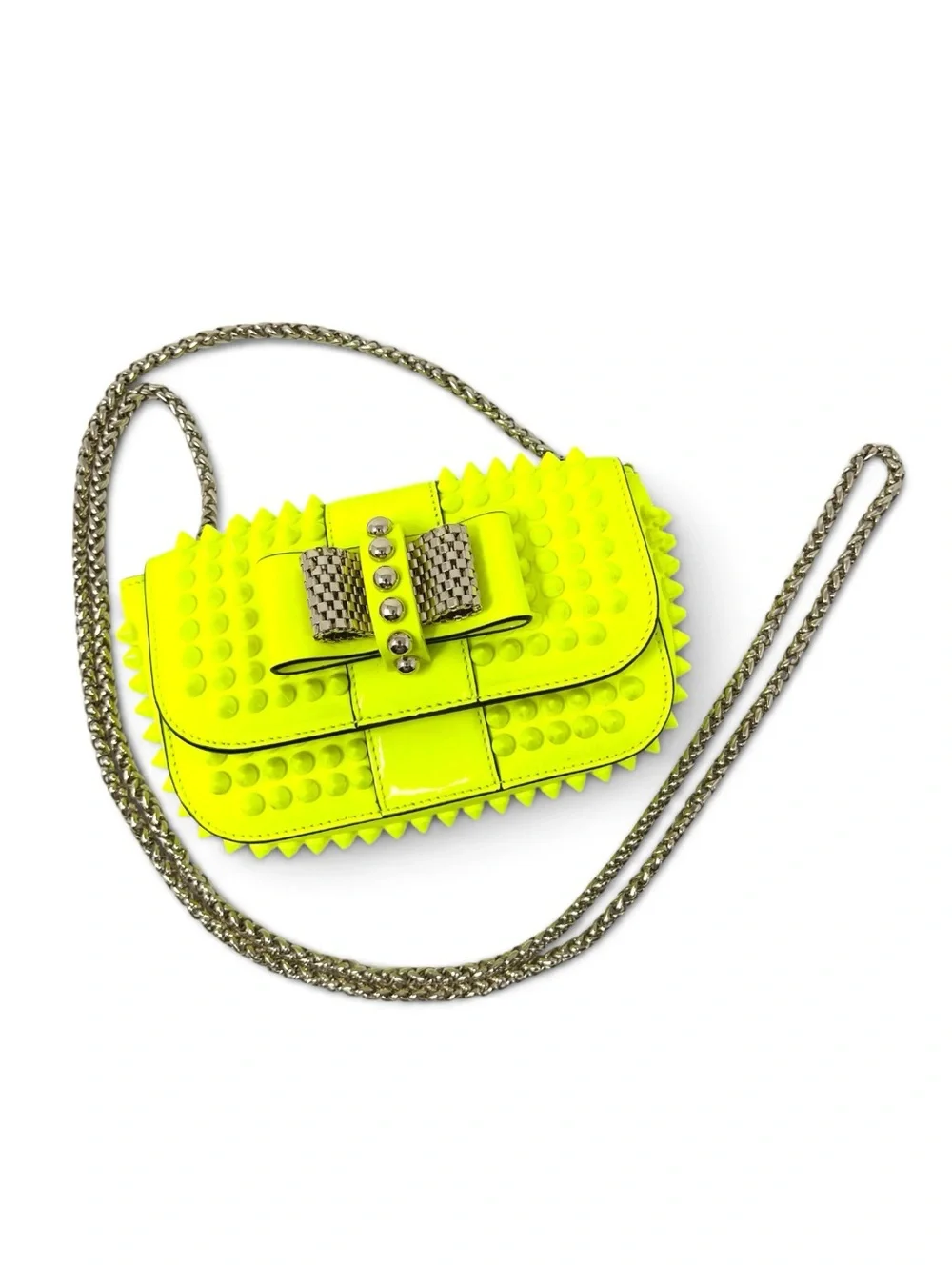 Christian Louboutin Sweet Charity Yellow Studded Mini Crossbody Shoulder Bag